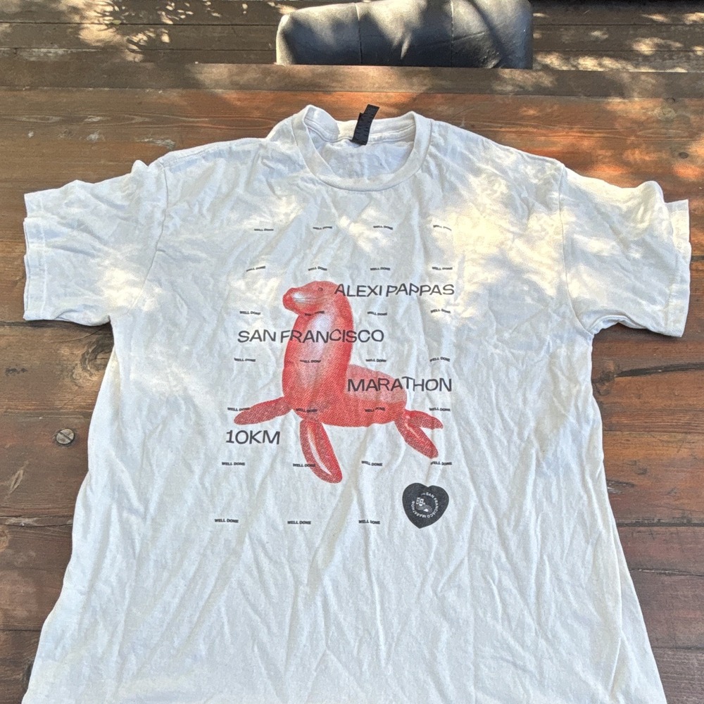 Alexi Pappas San Francisco Marathon 10K Finisher Shirt White Graphic Tee Large